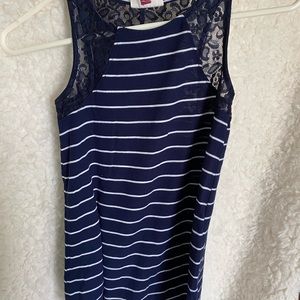 Women’s Navy and white tank top, Lacy back